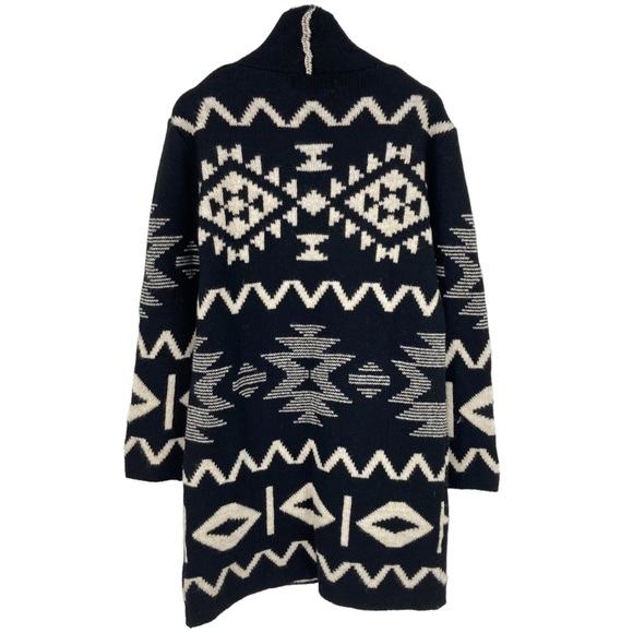 Toda Bela Aztec Tribal Print Wool Blend Duster Cardigan Open Front Sweater Boho - Picture 8 of 9